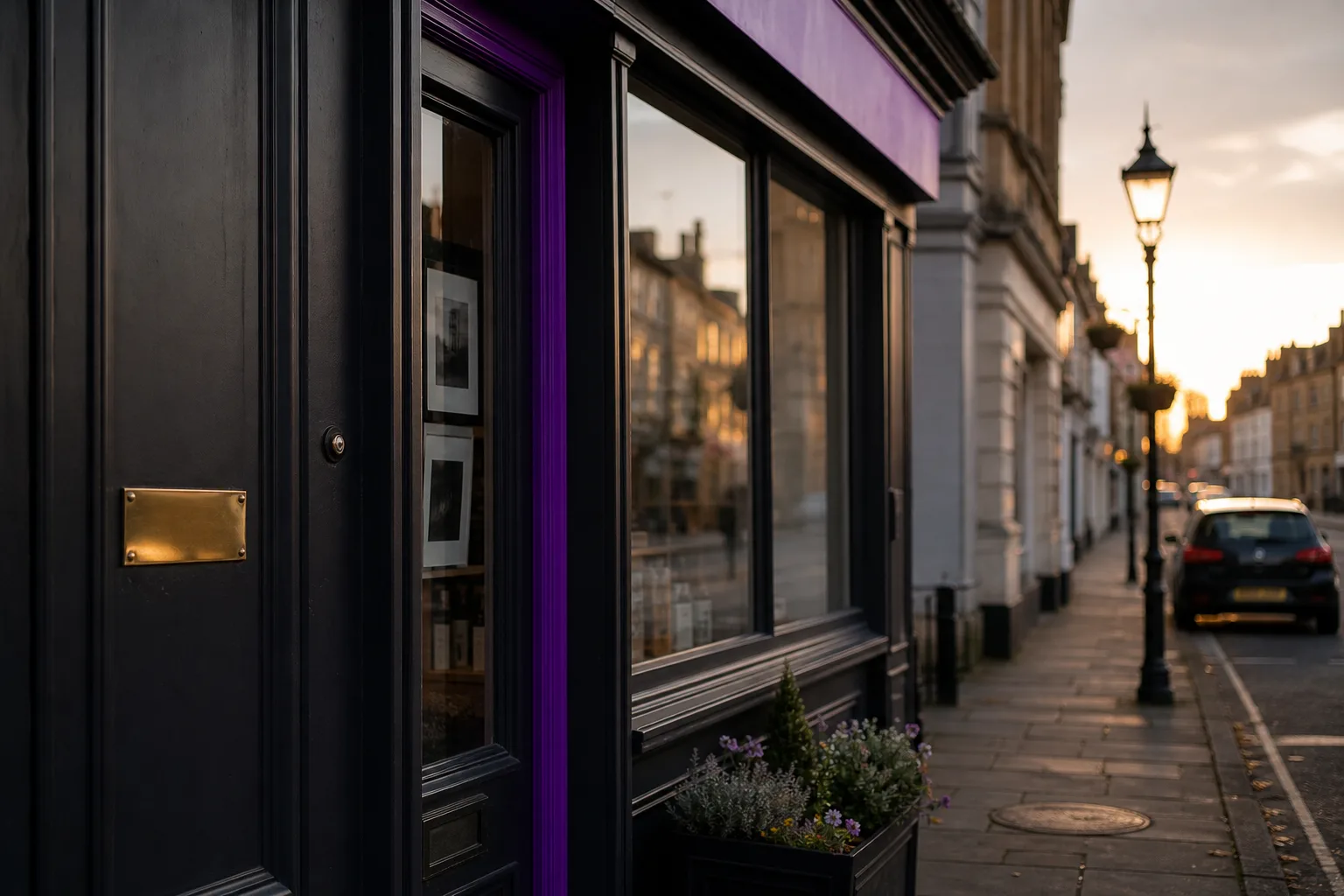 A small UK high-street shopfront at golden hour, used to illustrate the CoLaz 1-to-9 growth case study.